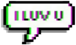 Pixelated I Love You Speech Bubble PNG Image