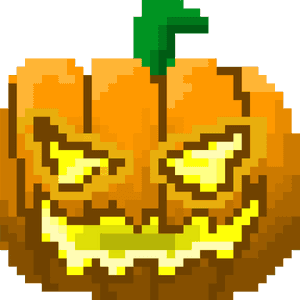 Pixelated Jack O Lantern PNG image with transparent background