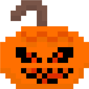 Pixelated Jack O Lantern PNG image with transparent background
