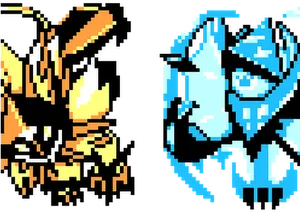 Pixelated Legendary Pokemon Sprites PNG Image