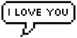 Pixelated Love Message Bubble PNG Image