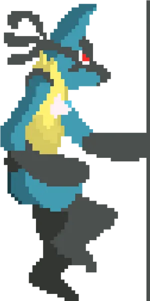 Pixelated Lucario Portrait PNG Image