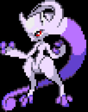 Pixelated Mewtwo Artwork PNG image with transparent background