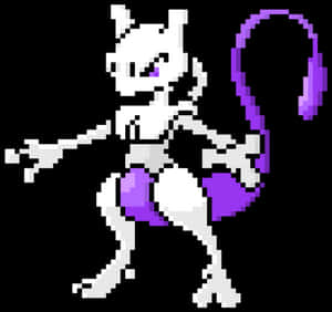 Pixelated Mewtwo Artwork PNG image with transparent background