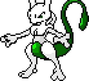 Pixelated Mewtwo Sprite Art PNG Image