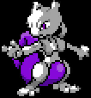 Pixelated Mewtwo Sprite PNG image with transparent background