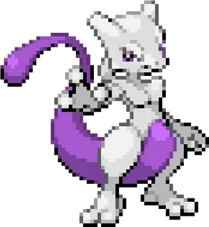 Pixelated Mewtwo Sprite PNG Image