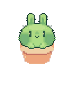 Pixelated Mint Bunny Plant Pot PNG image with transparent background