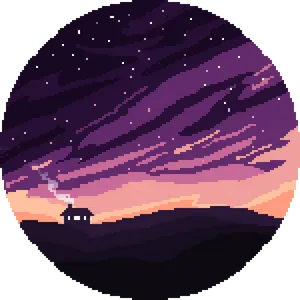 Pixelated Night Sky Landscape PNG Image