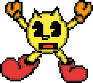 Pixelated Pacman Victory Pose PNG Image