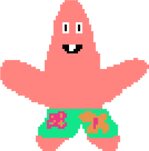Pixelated Patrick Star PNG image with transparent background