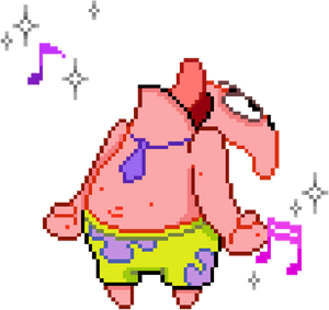 Pixelated Patrick Star Dancing PNG image with transparent background