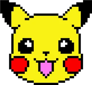 Pixelated Pikachu Face PNG Image