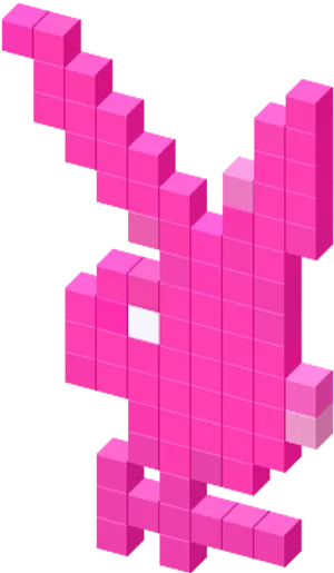 Pixelated Pink Rabbit Logo PNG Image