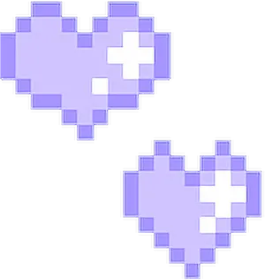 Pixelated Purple Hearts PNG Image