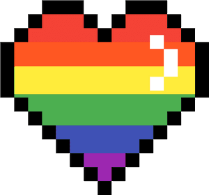 Pixelated Rainbow Heart PNG image with transparent background