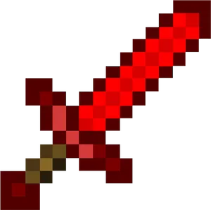 Pixelated Red Sword Graphic PNG Image