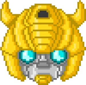 Pixelated Robot Face Art PNG Image