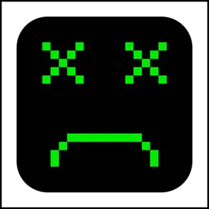 Pixelated Sad Face Greenon Black PNG Image