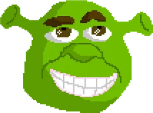 Pixelated Shrek Face Artwork PNG Image