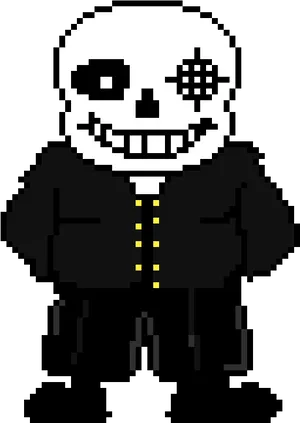 Pixelated Skeleton Character PNG Image