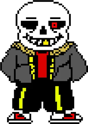 Pixelated Skeleton Character Sans PNG Image