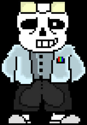 Pixelated Skeleton Character Sans PNG image with transparent background
