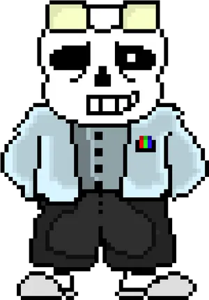 Pixelated Skeleton Character Sans PNG Image