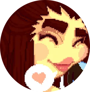 Pixelated Smiling Facewith Donut PNG Image