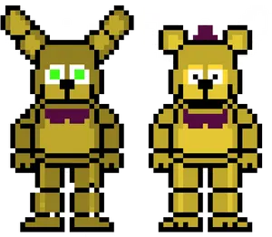 Pixelated Springtrapand Fredbear PNG Image