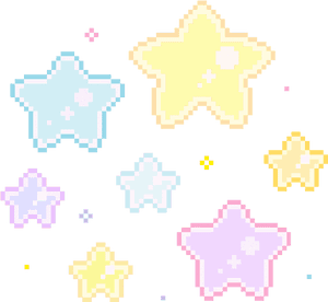 Pixelated_ Stars_ Collection PNG image with transparent background