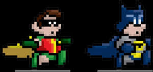 Pixelated Superhero Duo PNG image with transparent background