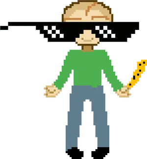 Pixelated Thug Life Character PNG Image