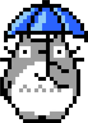 Pixelated Totoro Portrait PNG Image