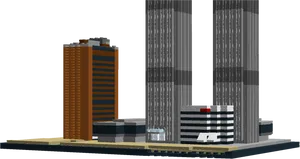 Pixelated Twin Towers Rendering PNG Image