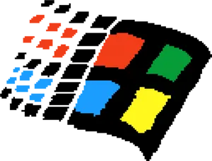 Pixelated Windows Logo Shattering PNG Image