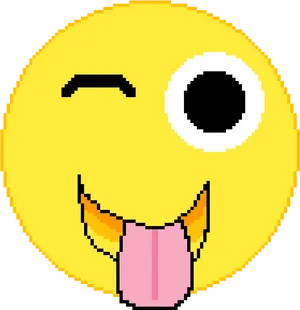 Pixelated Winking Face Emoji PNG Image