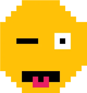 Pixelated Winking Face Emoji PNG Image