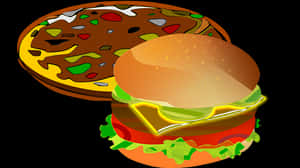 Pizzaand Burger Vector Illustration PNG image with transparent background