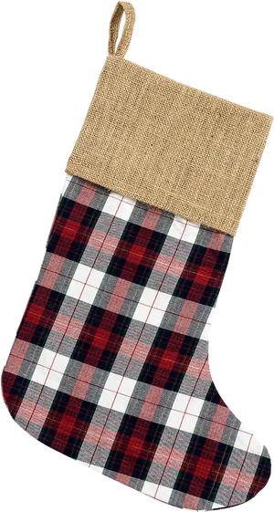 Plaid Christmas Stocking Isolated PNG Image