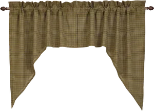 Plaid Valance Curtainon Rod PNG Image