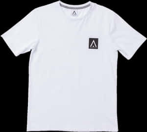 Plain White T Shirtwith Logo Patch PNG image with transparent background