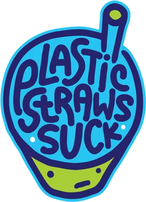 Plastic Straws Suck Environmental Message PNG Image