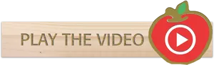 Play Video Wooden Signwith Red Apple Button PNG Image