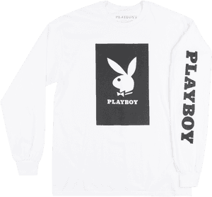 Playboy Bunny Box Logo Long Sleeve Shirt Mens Hue Hefner - Play Boy PNG image with transparent background