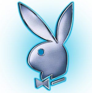 Playboy Bunny Logo Blue Background PNG Image