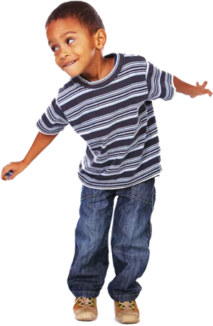 Playful Boyin Striped Shirt PNG Image