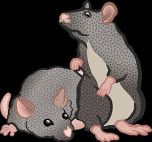 Playful Cartoon Rats PNG image with transparent background