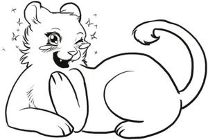 Playful Cub Sketch PNG Image