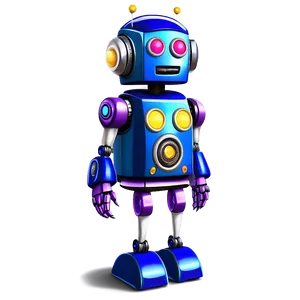 Playful Cute Robot Scene Png Qbs29 PNG Image